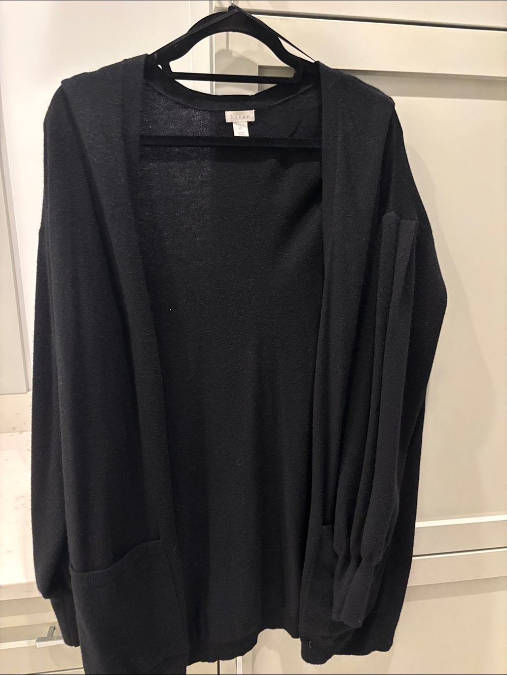 hinge Black Open-Front Knit Cardigan